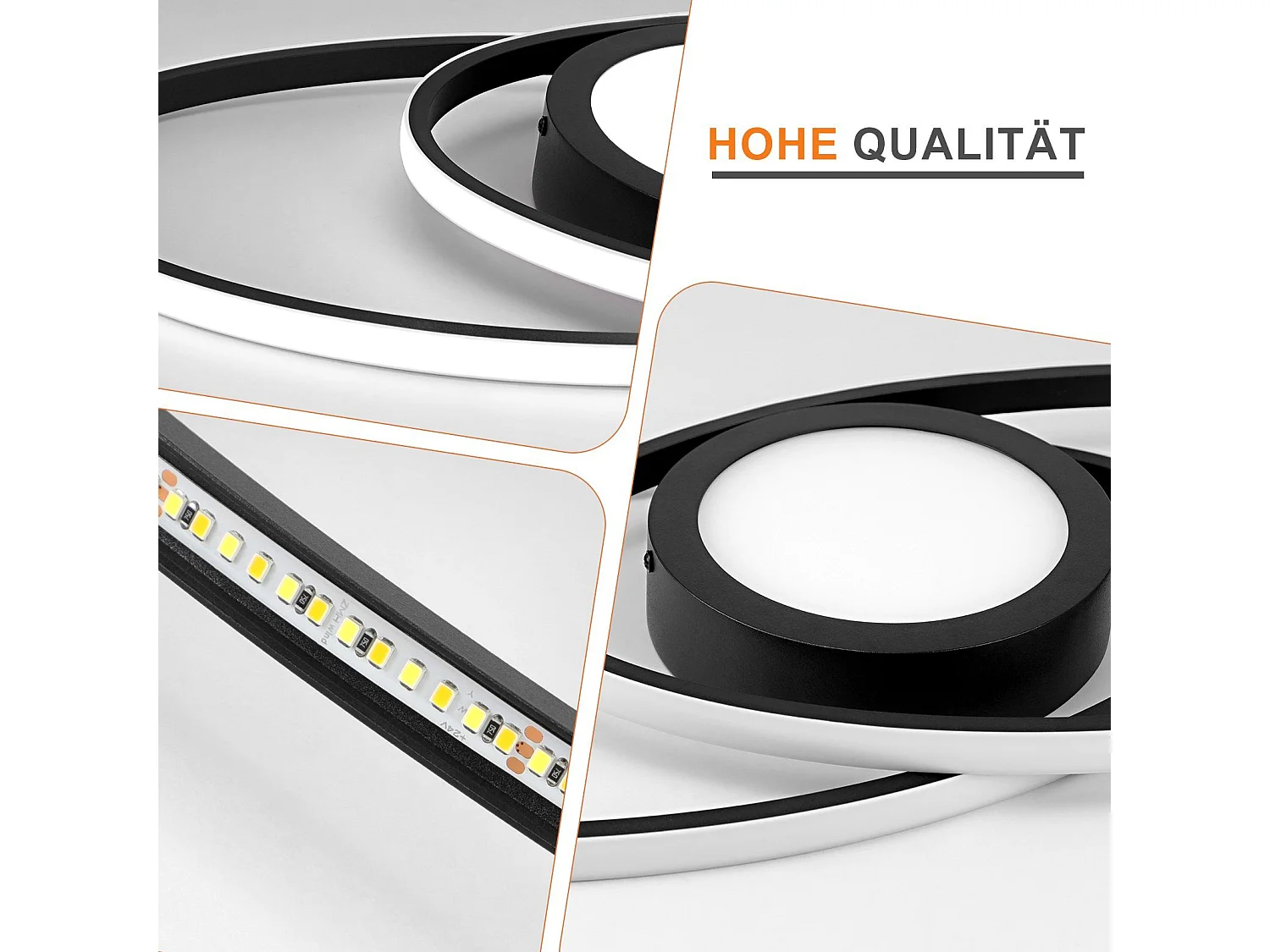 NETTLIFE LED Deckenleuchte Schwarz 3000K-6500K Dimmbar 48W Kinderzimmer Wohnzimmer mit Fernbedienung Modern für Schlafzimmer Küche Balkon