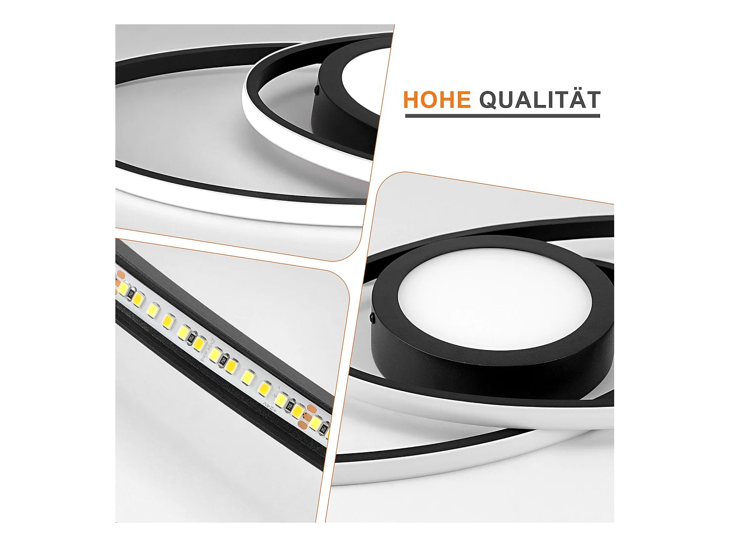 NETTLIFE Plafondlamp LED - ovaal - zwart - 2-Lichts - 3000 -6000K Dimbaar - Metaal - 48W - Moderne Slaapkamerverlichting - voor Woonkamer | Keuken | Hotel - 50cm