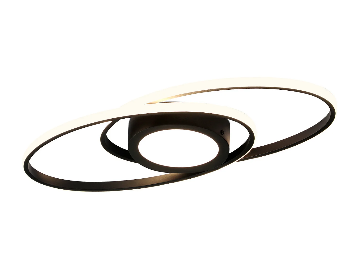 NETTLIFE Plafondlamp LED - ovaal - zwart - 2-Lichts - 3000 -6000K Dimbaar - Metaal - 48W - Moderne Slaapkamerverlichting - voor Woonkamer | Keuken | Hotel - 50cm