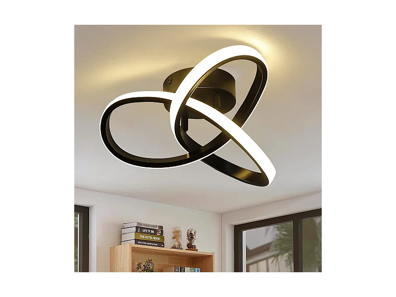 NETTLIFE Ciepła biała lampa sufitowa LED - 17 W Czarna lampa Nowoczesna mała lampa kuchenna 3000 K do pokoju dziecięcego Salon Sypialnia Przedpokój Kuchnia