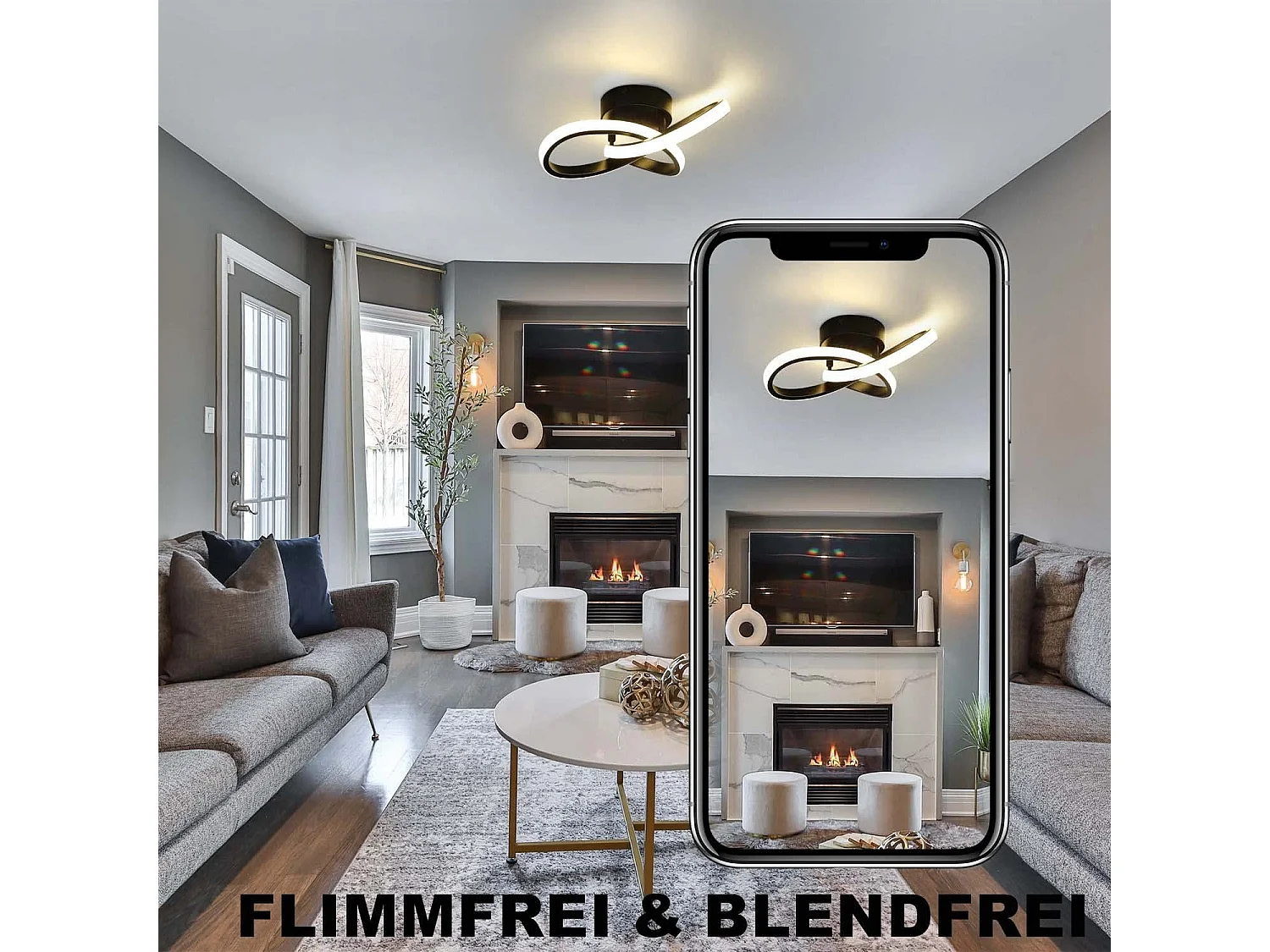 NETTLIFE LED Deckenleuchte Warmweiß - 17W Schwarze Lampe Moderne Küchenlampe Klein 3000K für Kinderzimmer Wohnzimmer Schlafzimmer Flur Küche