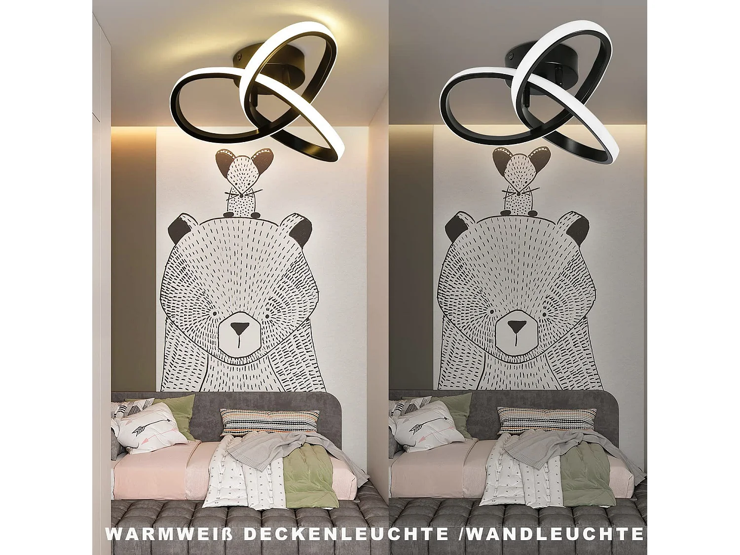 NETTLIFE LED Deckenleuchte Warmweiß - 17W Schwarze Lampe Moderne Küchenlampe Klein 3000K für Kinderzimmer Wohnzimmer Schlafzimmer Flur Küche