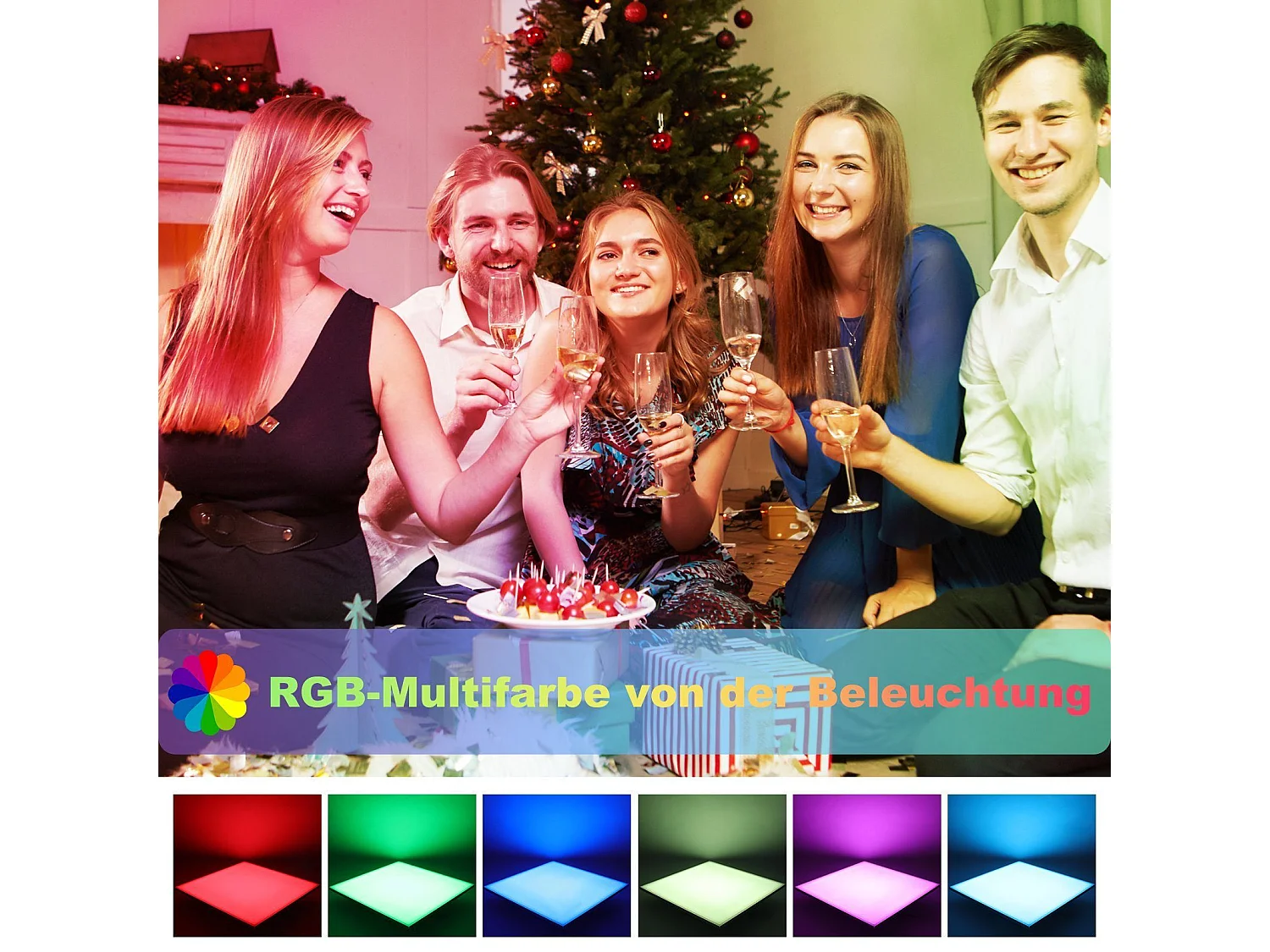 NETTLIFE Dimbare LED-plafondlamp 18W RGB Vierkant 30cm 3000K-6500K voor slaapkamer, kinderkamer, keuken, woonkamer, badkamer