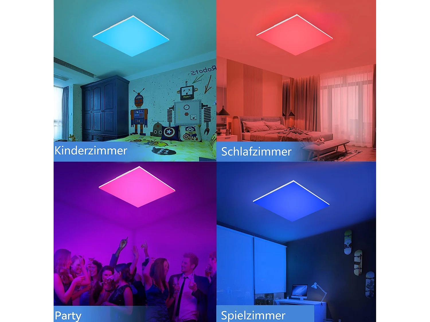 NETTLIFE Dimbare LED-plafondlamp 18W RGB Vierkant 30cm 3000K-6500K voor slaapkamer, kinderkamer, keuken, woonkamer, badkamer