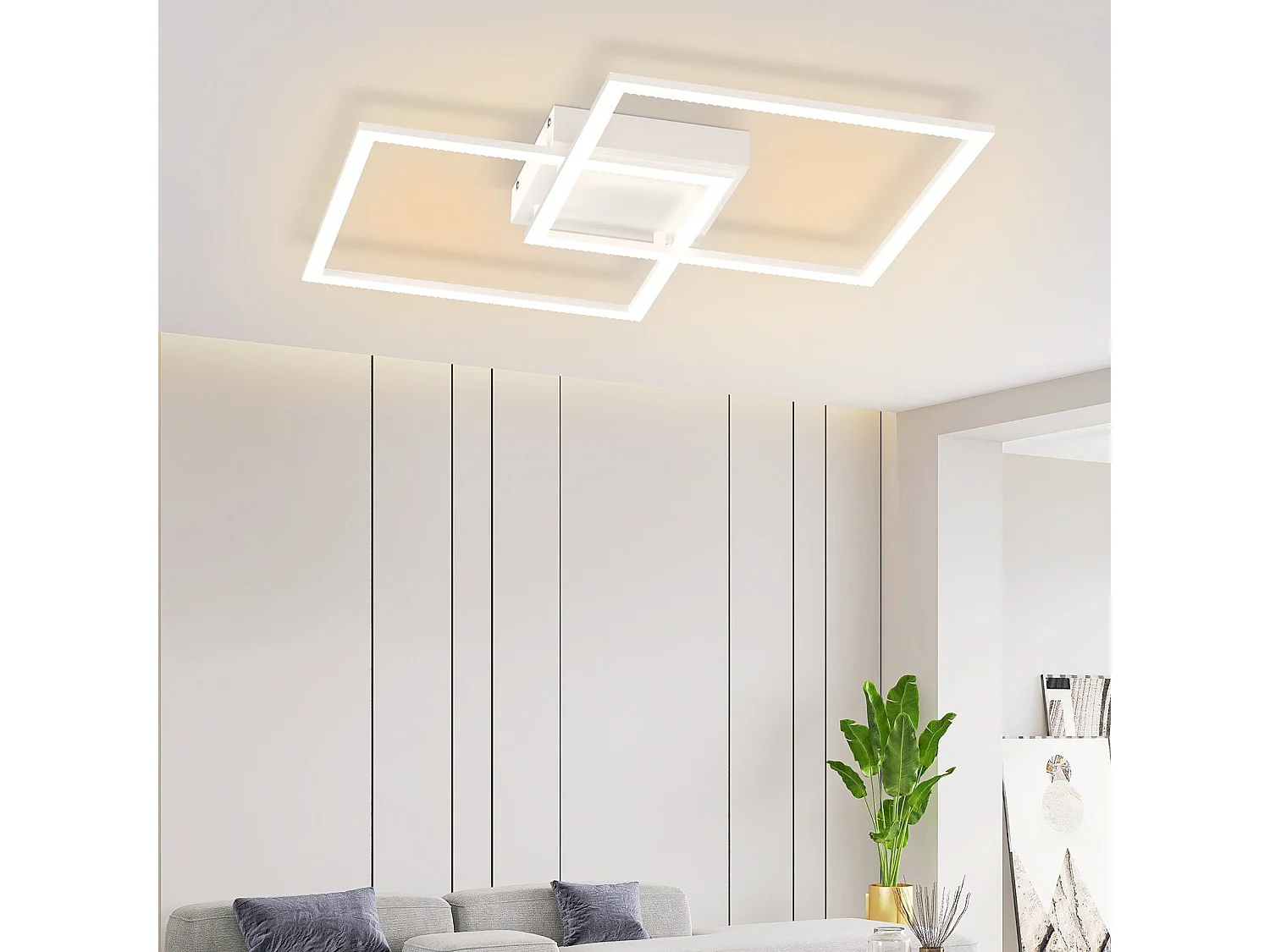 NETTLIFE lampa sufitowa LED z możliwością przyciemniania salon nowoczesny design z pilotem 52W kuchnia lampka do sypialni do jadalni kuchnia