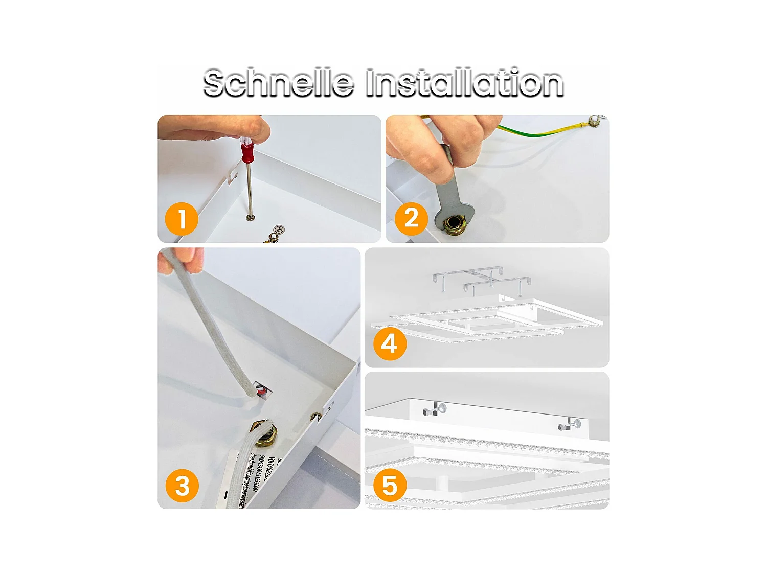 NETTLIFE Plafondlamp LED Kristal  vierkant wit 2-Lichts 3000-6000K Dimbaar Metaal 52W met Afstandsbediening Moderne Keukenverlichting voor Woonkamer Slaapkamer 54cm