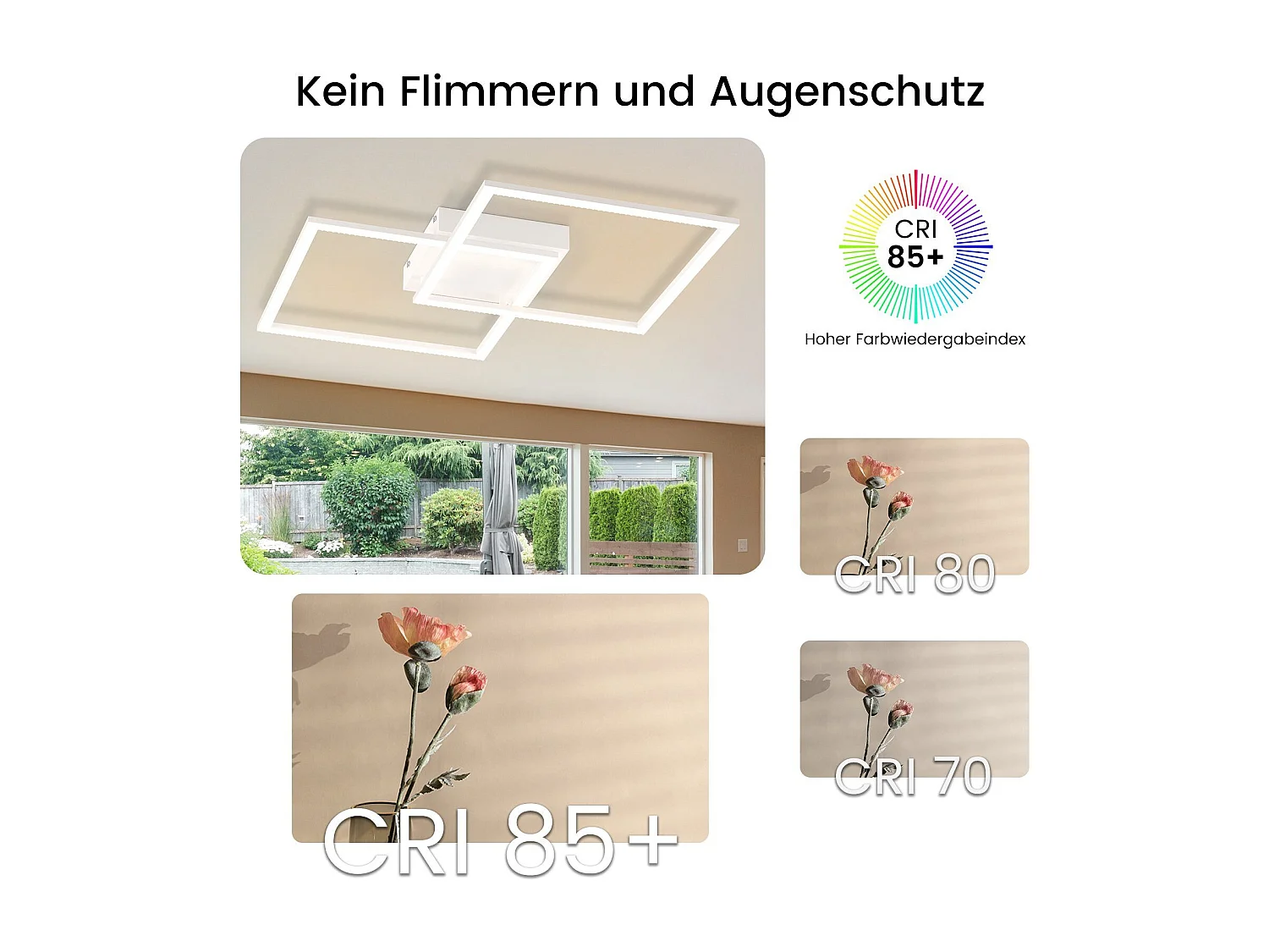 NETTLIFE Plafonnier LED Dimmable Salon Design Moderne avec Télécommande 52W Lampe de Cuisine Chambre pour Salle à Manger Cuisine