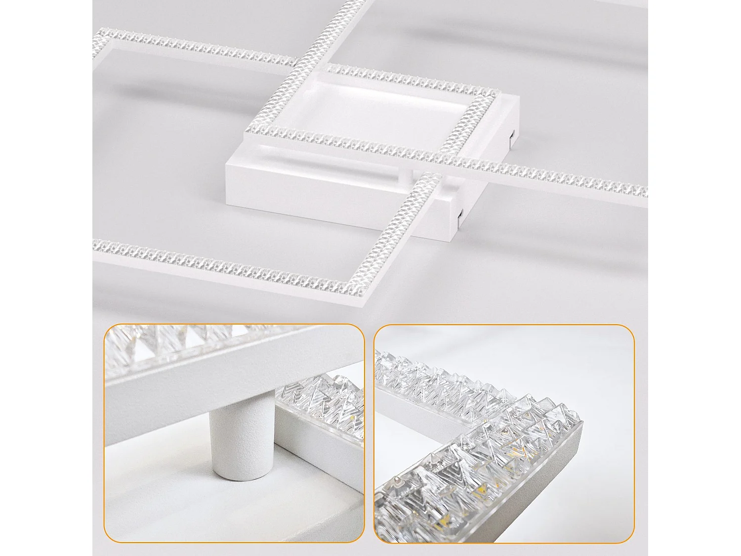 NETTLIFE Plafonnier LED Dimmable Salon Design Moderne avec Télécommande 52W Lampe de Cuisine Chambre pour Salle à Manger Cuisine