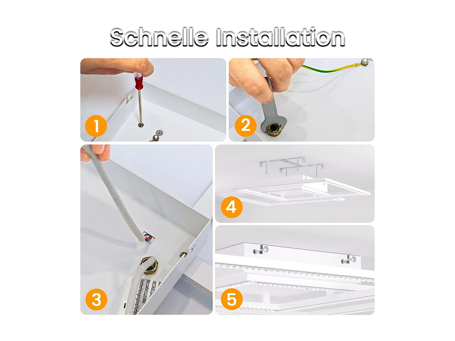 NETTLIFE Plafonnier LED Dimmable Salon Design Moderne avec Télécommande 52W Lampe de Cuisine Chambre pour Salle à Manger Cuisine