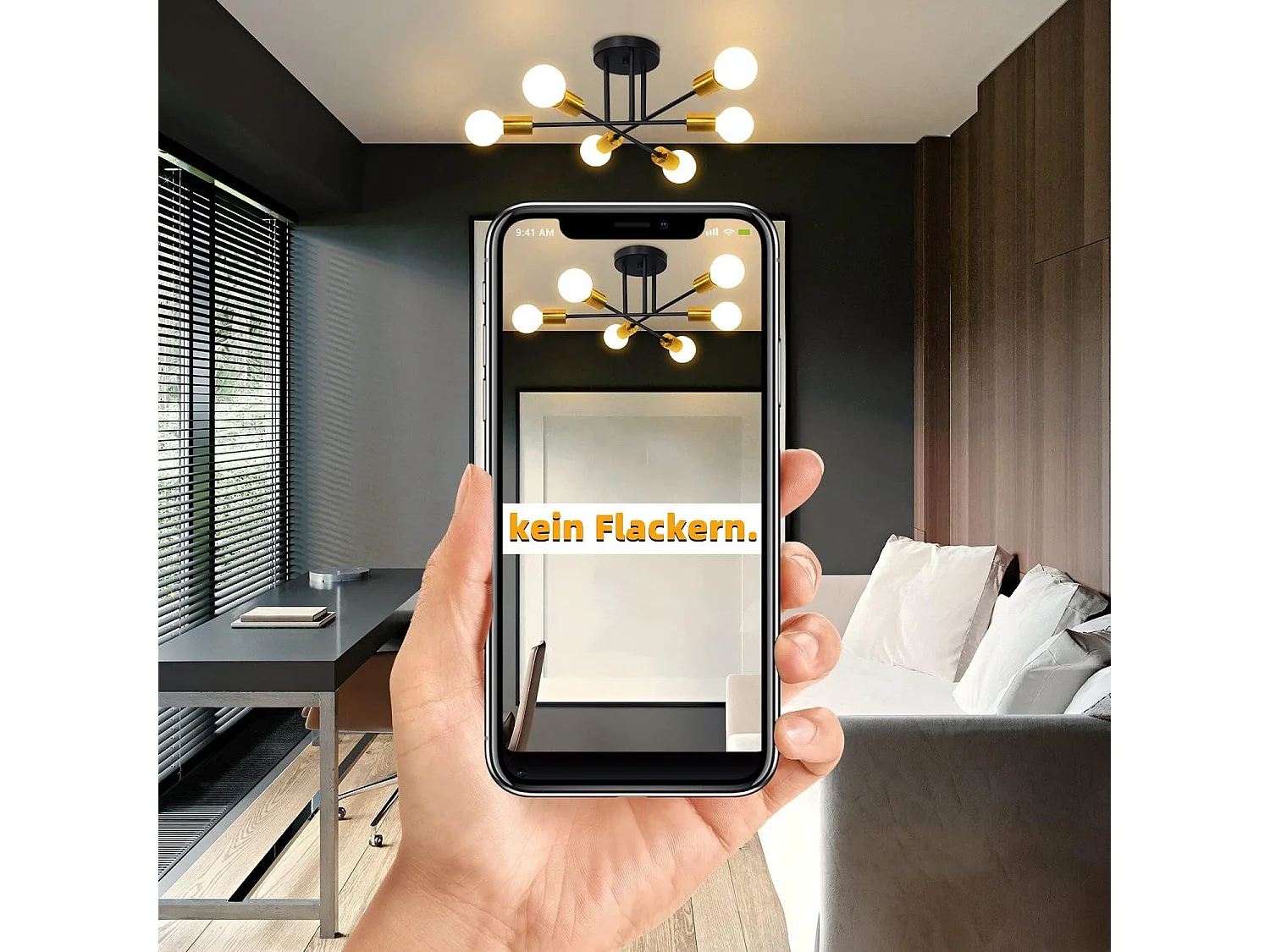 NETTLIFE Plafondlamp - 6xE27 Fitting - goud - Vintage Woonkamerlamp - Kroonluchter - Slaapkamerlamp - zonder gloeilamp