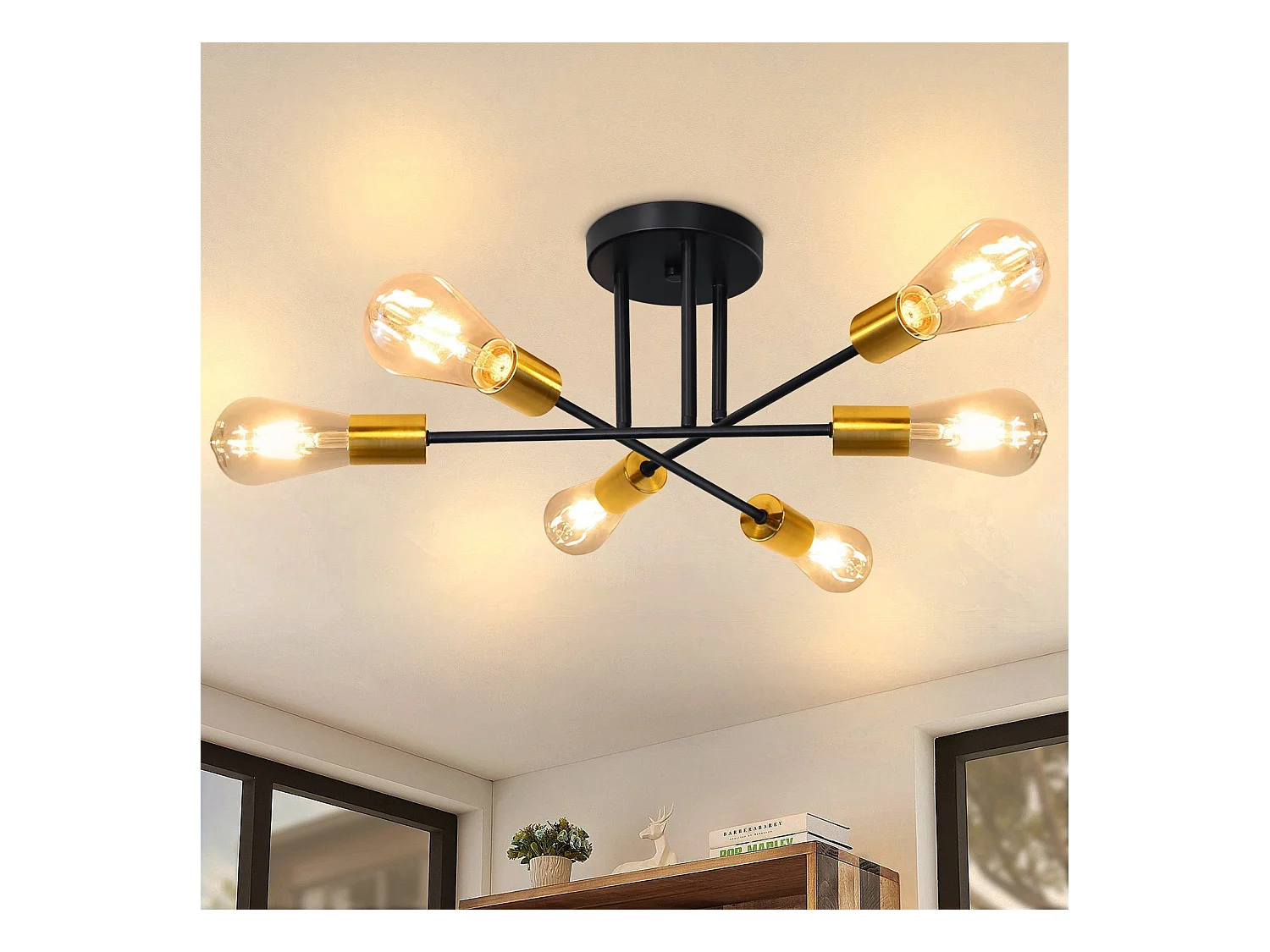 NETTLIFE Plafonnier Lampe Vintage 6 Ampoules Lampe E27 Industrielle Chambre Lampe Rétro pour Salon Salle à Manger Couloir Restaurant Hôtel Café