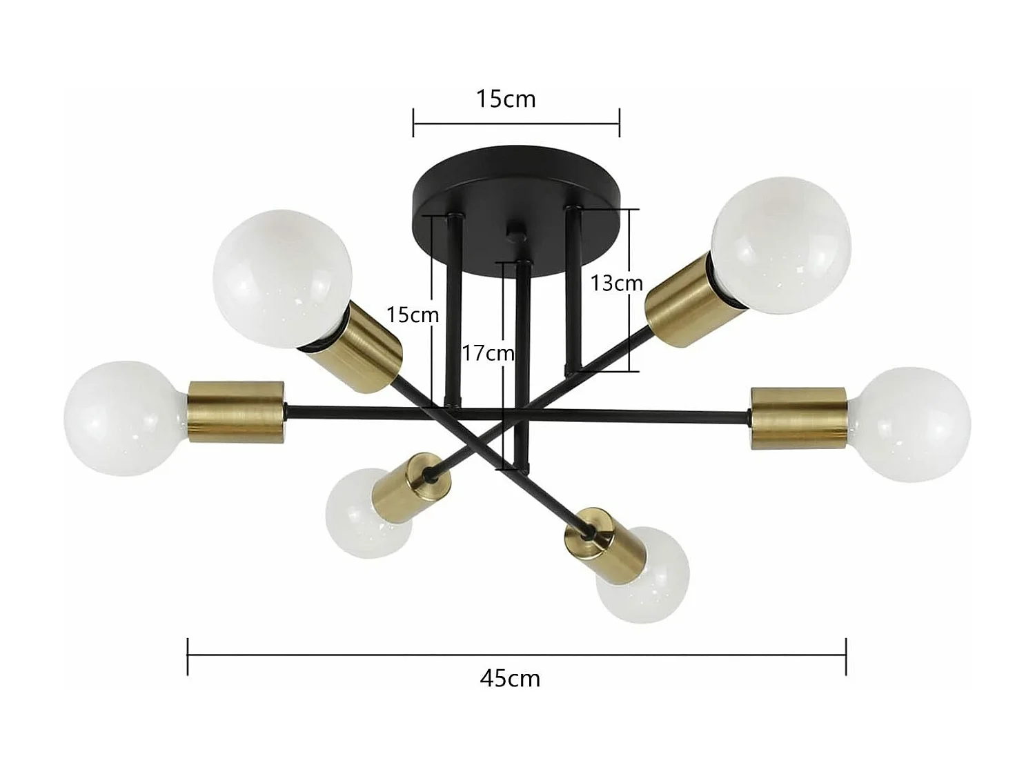 NETTLIFE Plafonnier Lampe Vintage 6 Ampoules Lampe E27 Industrielle Chambre Lampe Rétro pour Salon Salle à Manger Couloir Restaurant Hôtel Café