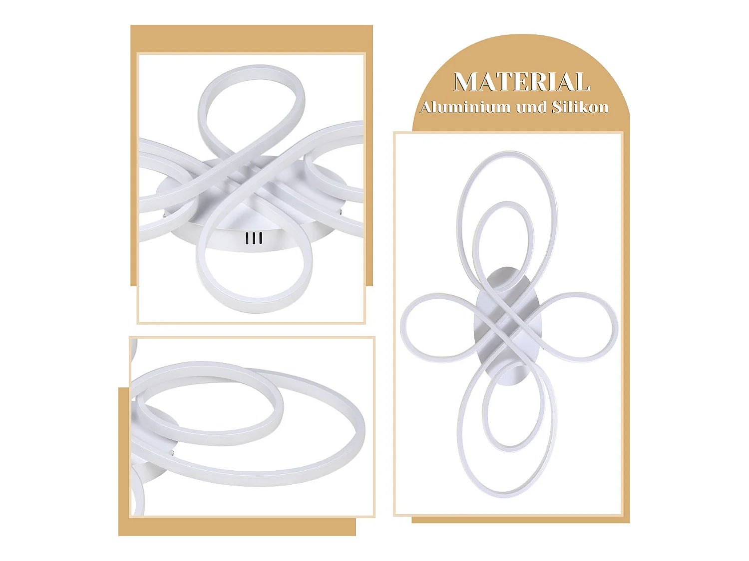 NETTLIFE Plafonnier LED Dimmable 80 cm Blanc 78 W Salon Design Moderne Chambre avec Télécommande Idéal pour Salle à Manger Bureau Cuisine