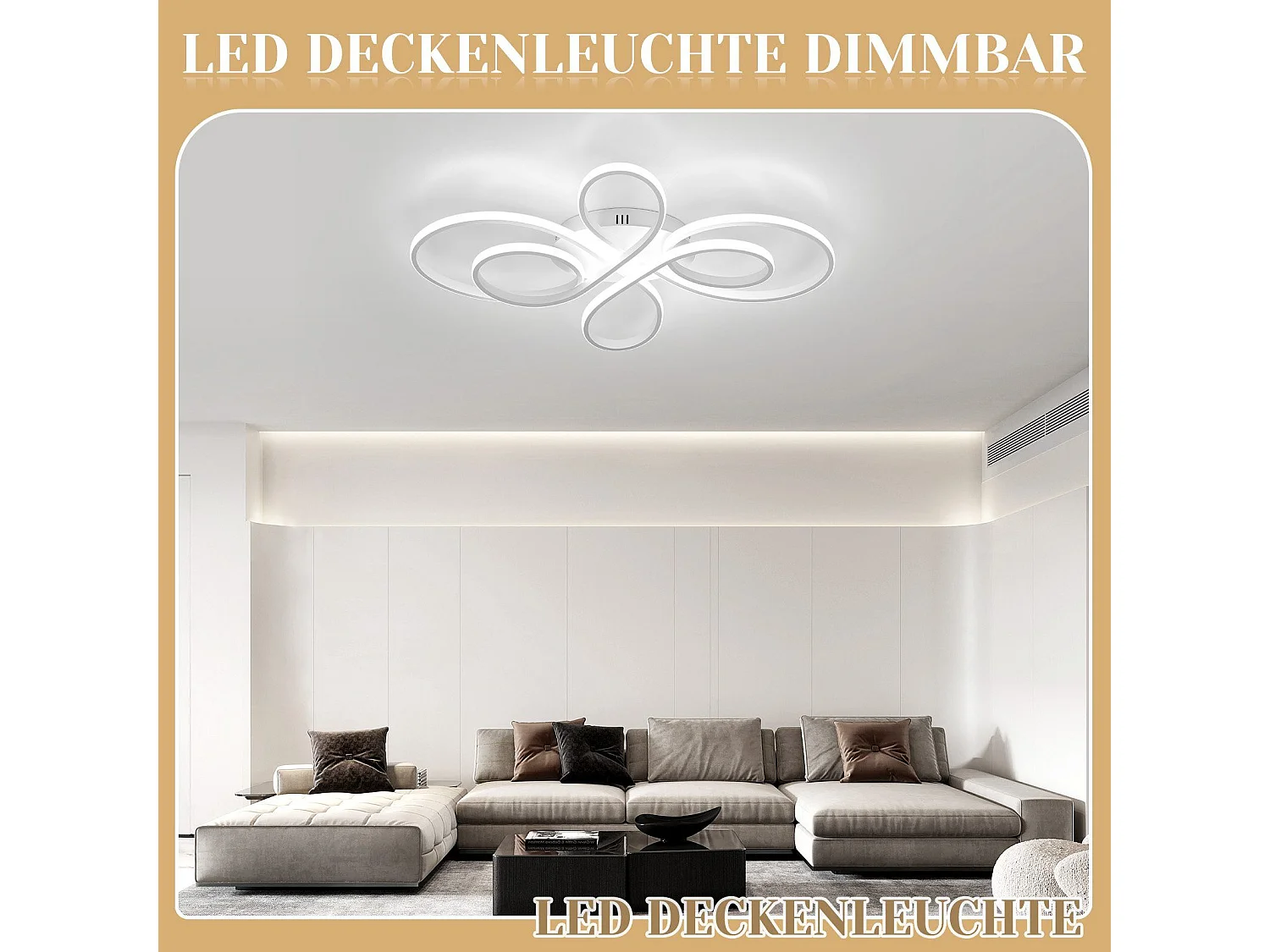 NETTLIFE Plafonnier LED Dimmable 80 cm Blanc 78 W Salon Design Moderne Chambre avec Télécommande Idéal pour Salle à Manger Bureau Cuisine