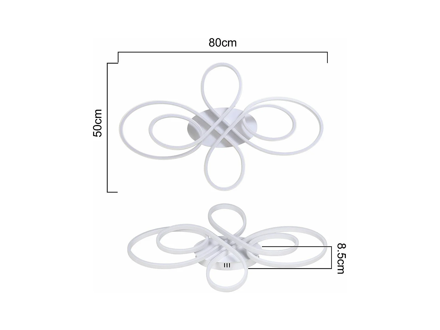 NETTLIFE Plafonnier LED Dimmable 80 cm Blanc 78 W Salon Design Moderne Chambre avec Télécommande Idéal pour Salle à Manger Bureau Cuisine