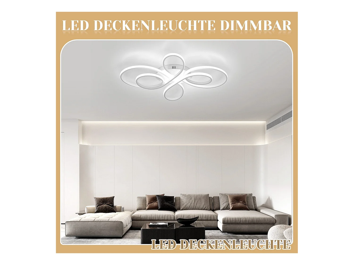 NETTLIFE Plafonnier LED Dimmable 80 cm Blanc 78 W Salon Design Moderne Chambre avec Télécommande Idéal pour Salle à Manger Bureau Cuisine