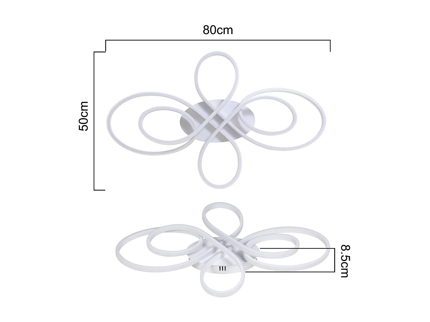 NETTLIFE Plafonnier LED Dimmable 80 cm Blanc 78 W Salon Design Moderne Chambre avec Télécommande Idéal pour Salle à Manger Bureau Cuisine