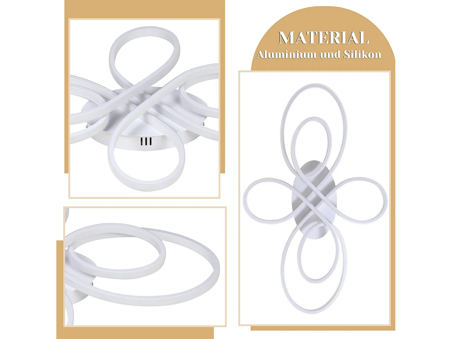 NETTLIFE Plafonnier LED Dimmable 80 cm Blanc 78 W Salon Design Moderne Chambre avec Télécommande Idéal pour Salle à Manger Bureau Cuisine