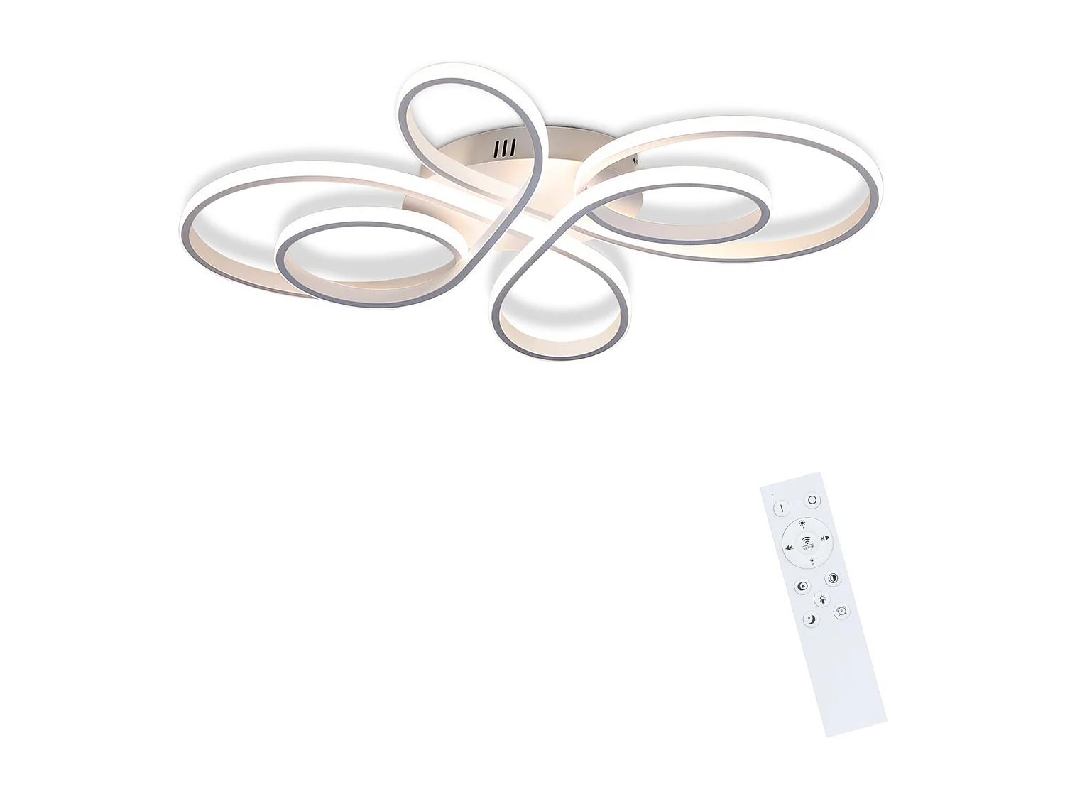 NETTLIFE Plafonnier LED Dimmable 80 cm Blanc 78 W Salon Design Moderne Chambre avec Télécommande Idéal pour Salle à Manger Bureau Cuisine