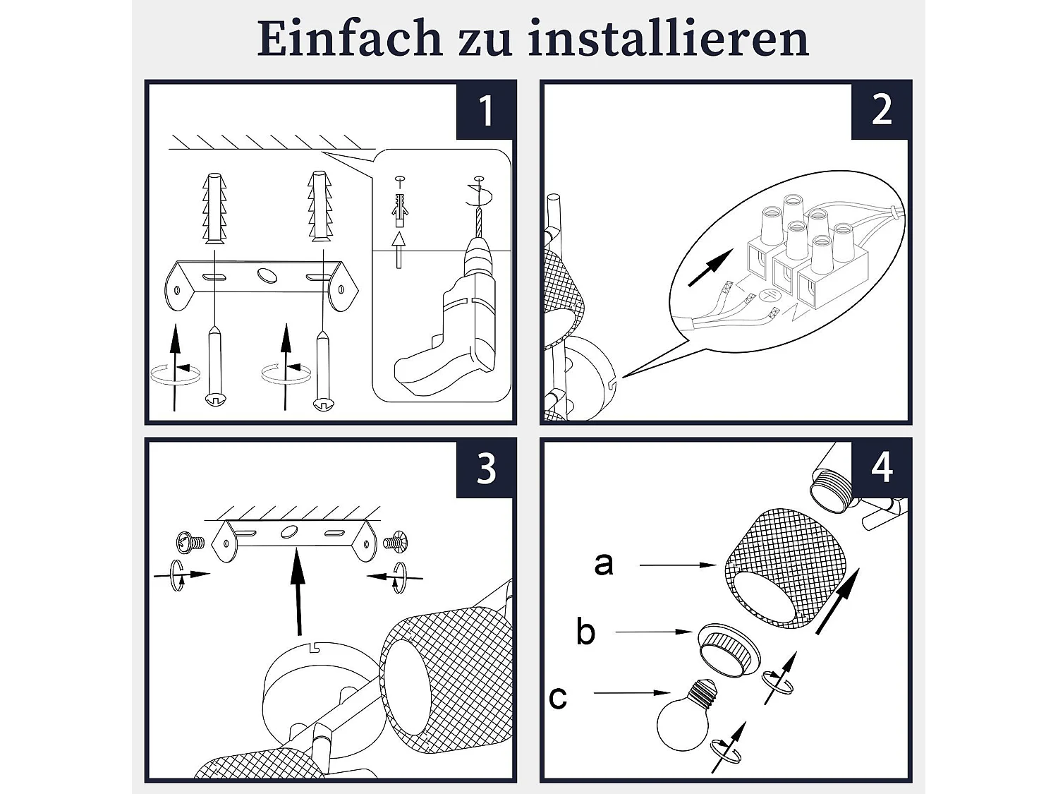 NETTLIFE Plafonnier 3 Spots de Max.25W E27 Plafond Noir Vintage Ampoules Métal Pivotant 330° Intérieur pour Salon Couloir Cuisine Chambre d'Enfant