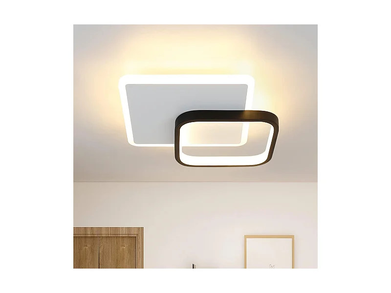 NETTLIFE Plafonnier LED 3000K 24.5cm 22W Lampe de Couloir Design Moderne Cuisine Lampe Noir pour Chambre Salon