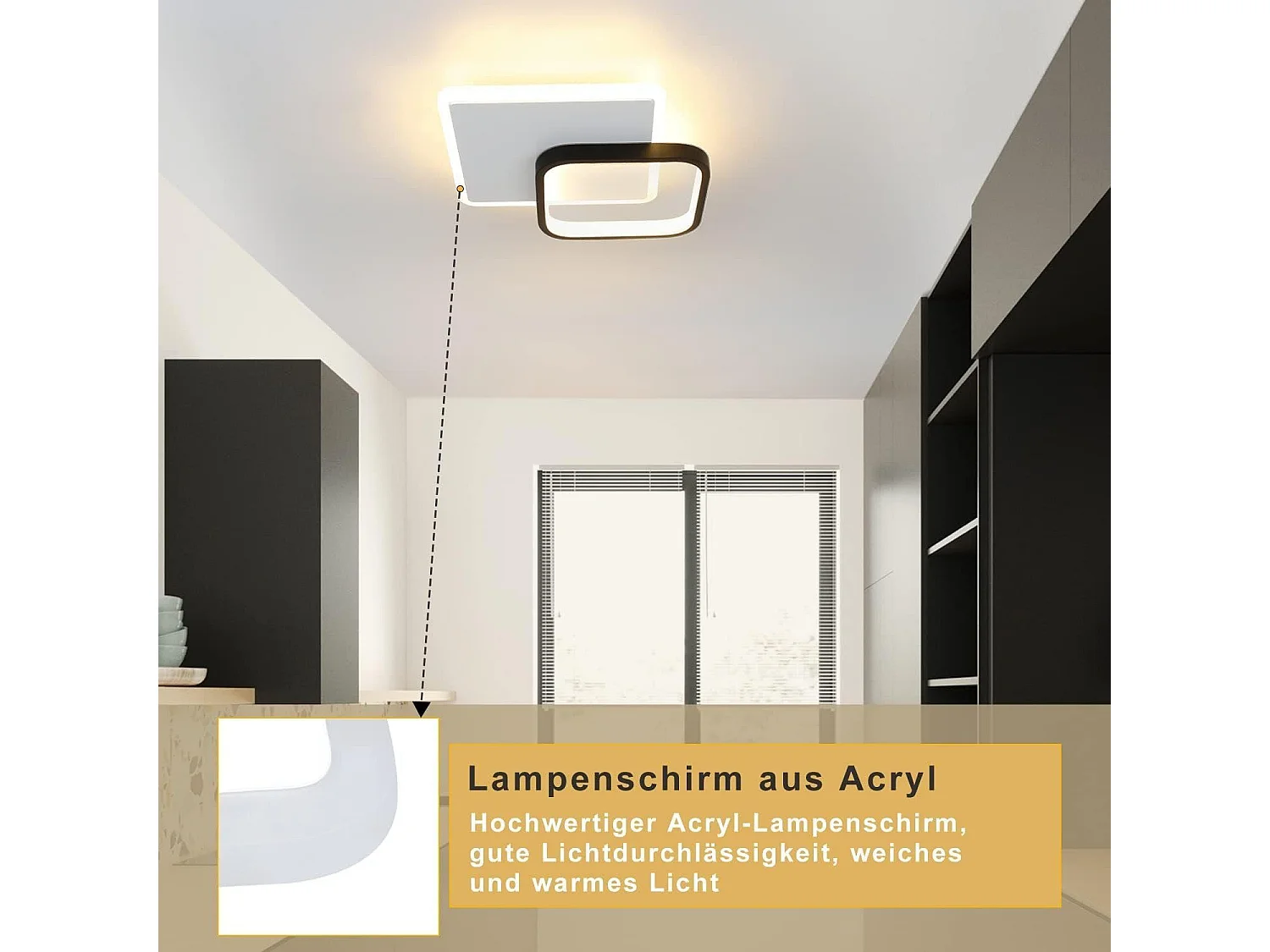 NETTLIFE Lámpara de Techo LED 3000K 24,5cm 22W Lámpara de Pasillo Lámpara de Cocina de Diseño Moderno Negro para Dormitorio Sala de Estar