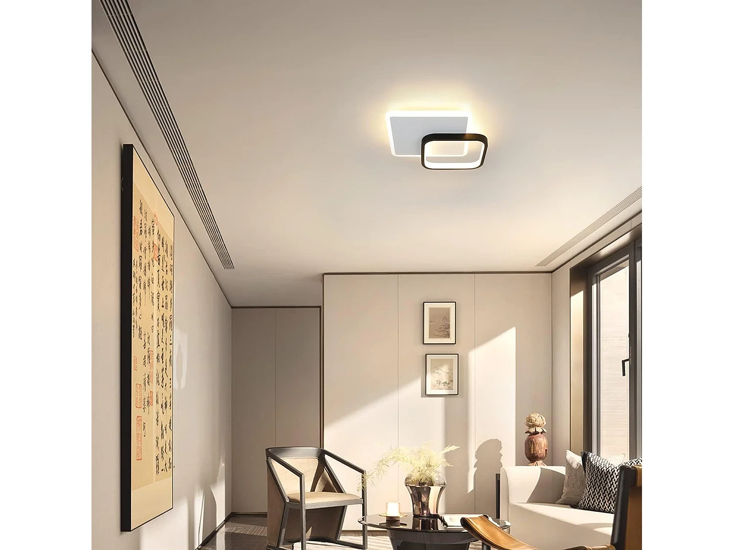 NETTLIFE Lámpara de Techo LED 3000K 24,5cm 22W Lámpara de Pasillo Lámpara de Cocina de Diseño Moderno Negro para Dormitorio Sala de Estar