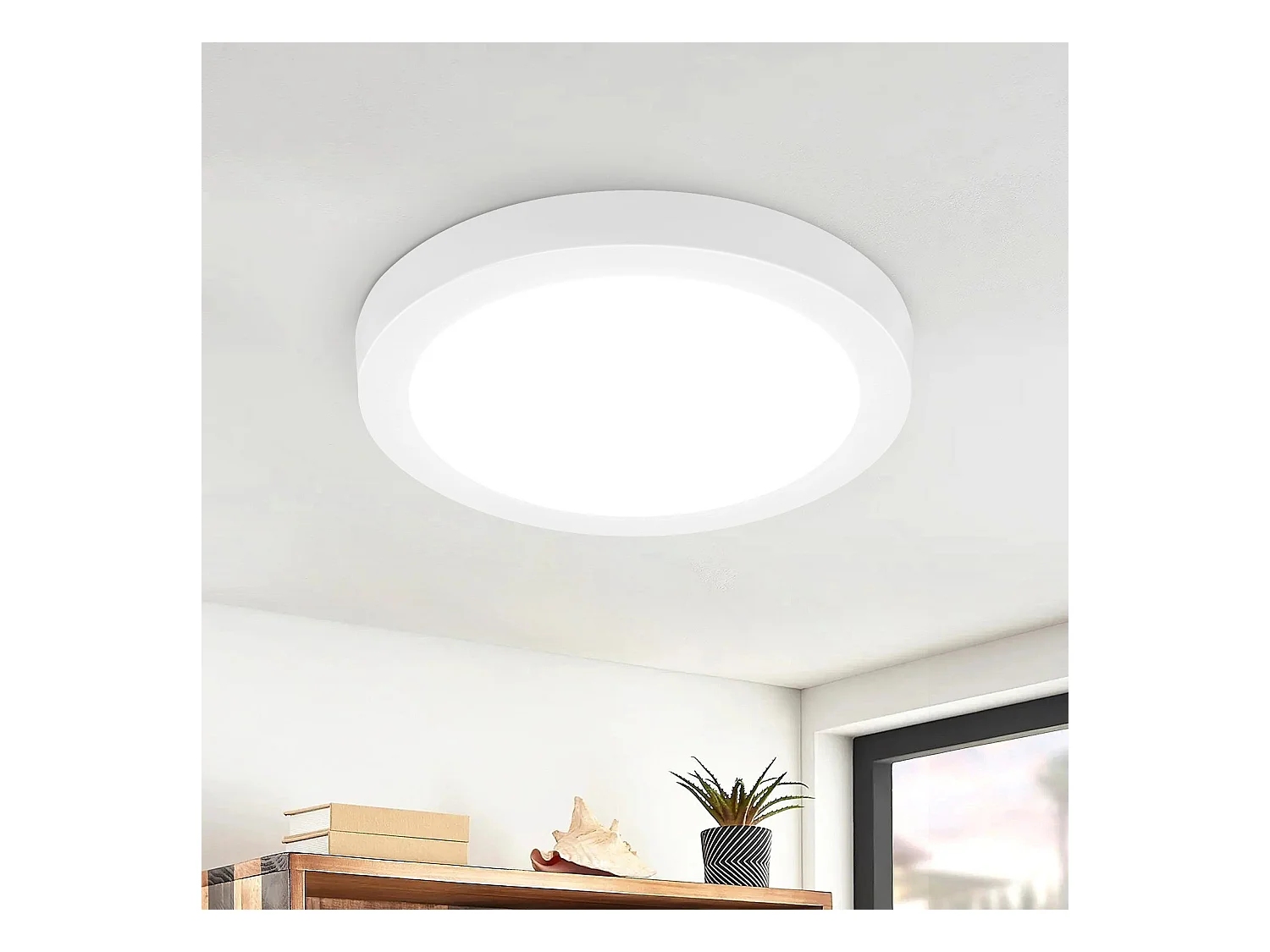 NETTLIFE Plafonnier LED 5000K 23CM Rond IP44 Blanc 18W Bain Lampe de Moderne Froid Étanche pour Cuisine Bureau Salon Chambre d'Enfant Salle