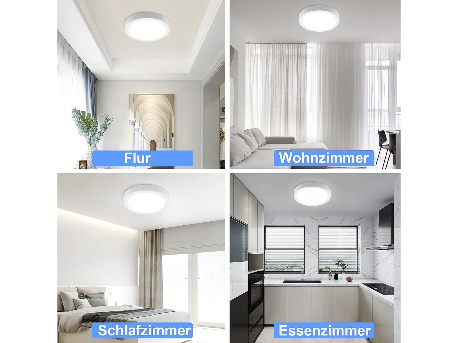 NETTLIFE Plafonnier LED 5000K 23CM Rond IP44 Blanc 18W Bain Lampe de Moderne Froid Étanche pour Cuisine Bureau Salon Chambre d'Enfant Salle