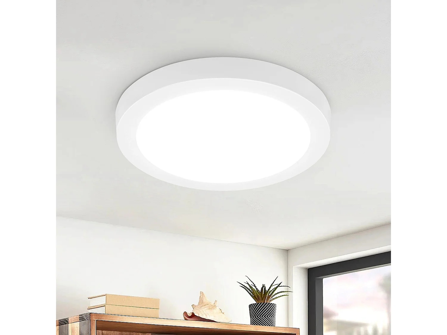 NETTLIFE Lámpara de Techo LED 5000K 23CM Redonda IP44 Blanca 18W Lámpara de Baño Moderna Fría Impermeable para  Oficina Salón Habitación Infantil Baño