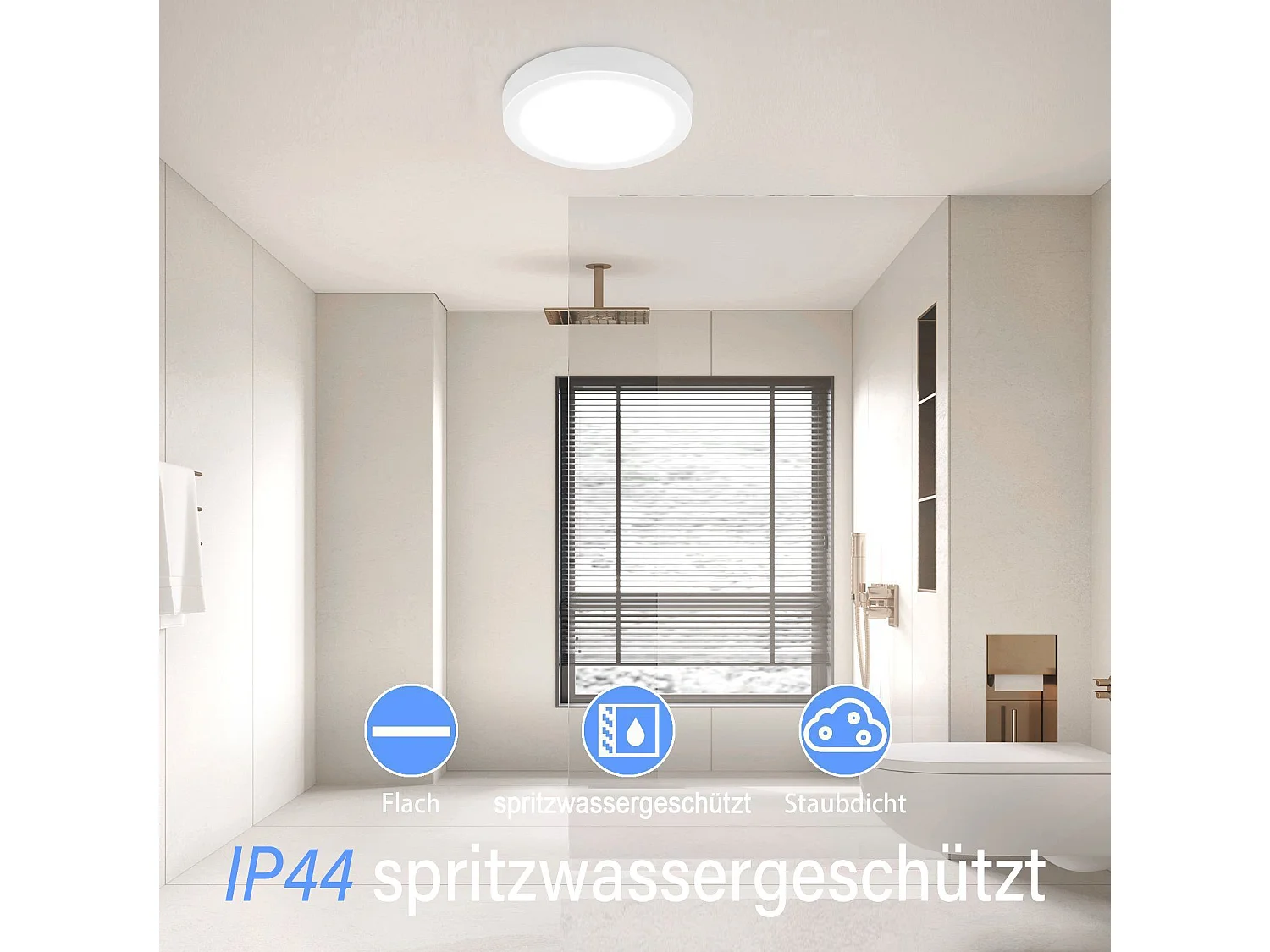 NETTLIFE Lámpara de Techo LED 5000K 23CM Redonda IP44 Blanca 18W Lámpara de Baño Moderna Fría Impermeable para  Oficina Salón Habitación Infantil Baño