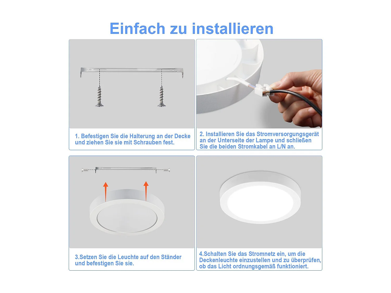 NETTLIFE Lámpara de Techo LED 5000K 23CM Redonda IP44 Blanca 18W Lámpara de Baño Moderna Fría Impermeable para  Oficina Salón Habitación Infantil Baño