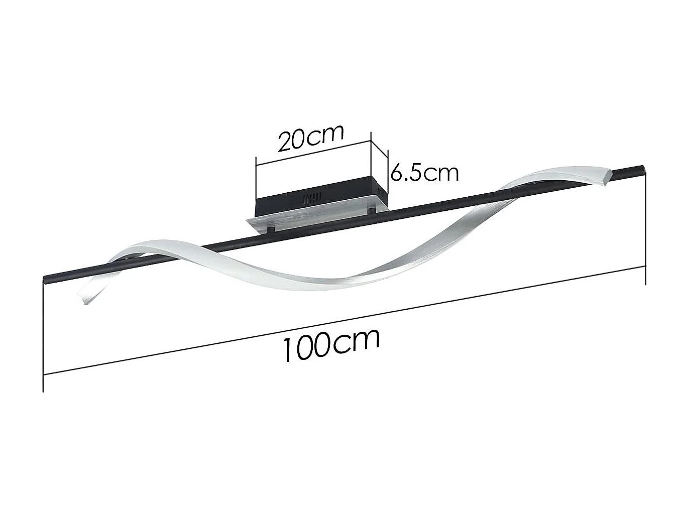NETTLIFE Plafonnier LED Design Moderne Lampe de Salon 100 cm de Long Dimmable avec Télécommande 22 W pour Chambre Cuisine Couloir Bureau Étude