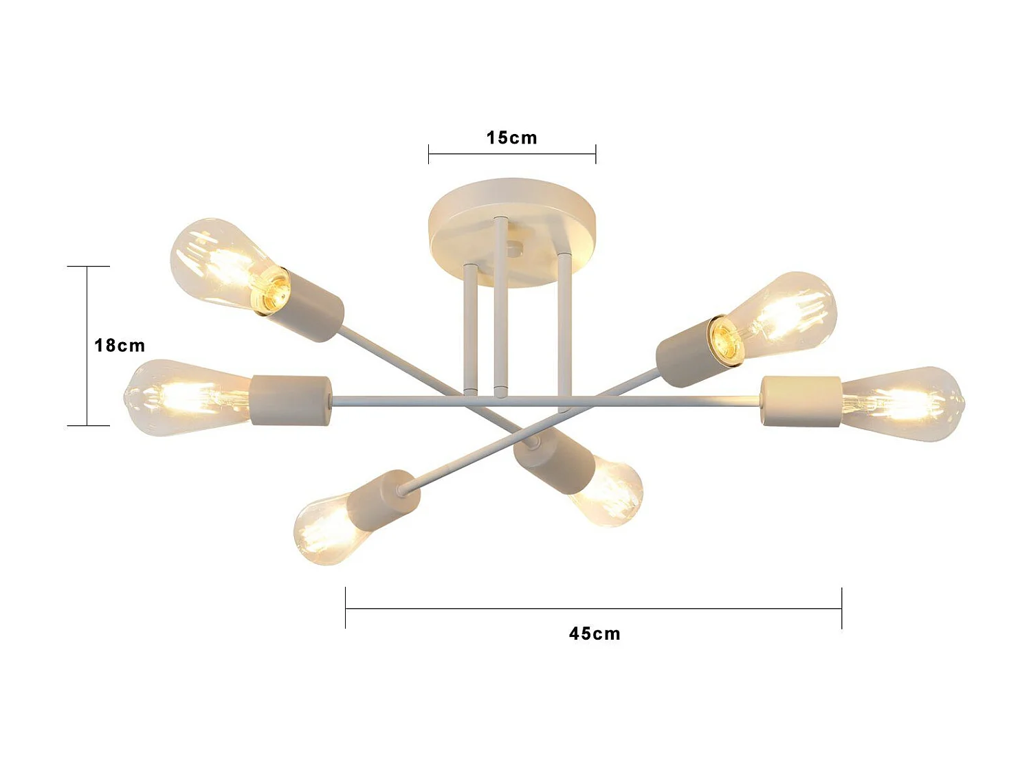 NETTLIFE Plafonnier E27 Lampe Rétro à 6 Lampes Lustre Blanc Luminaire Industriel Rustique Style Éclairage Salon, Max.25W