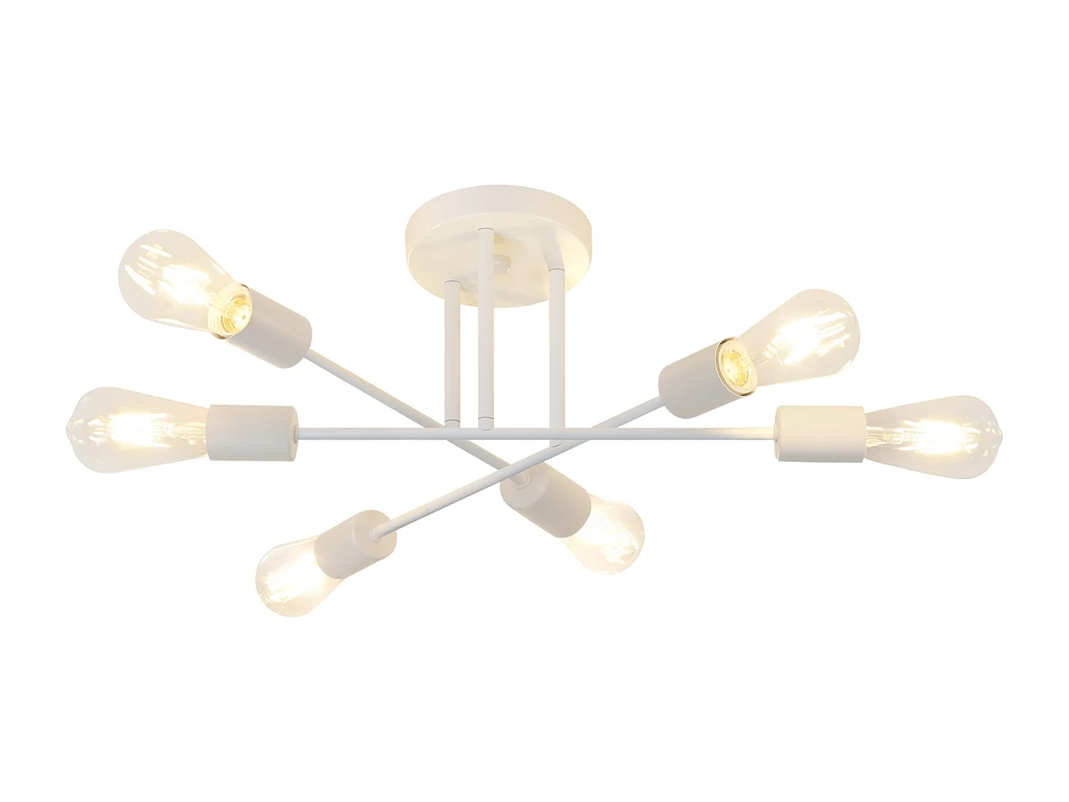 NETTLIFE Plafonnier E27 Lampe Rétro à 6 Lampes Lustre Blanc Luminaire Industriel Rustique Style Éclairage Salon, Max.25W