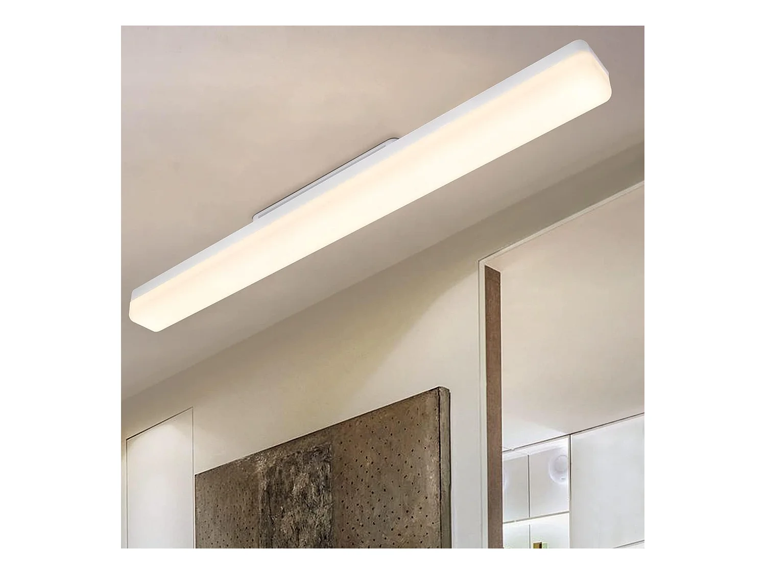 NETTLIFE Plafonnier LED Cuisine 24W Lumière du Jour Plafond 60cm de Long 4000K Blanc Neutre Lampe de Couloir Intérieur pour Garage Sous-Sol Bureau