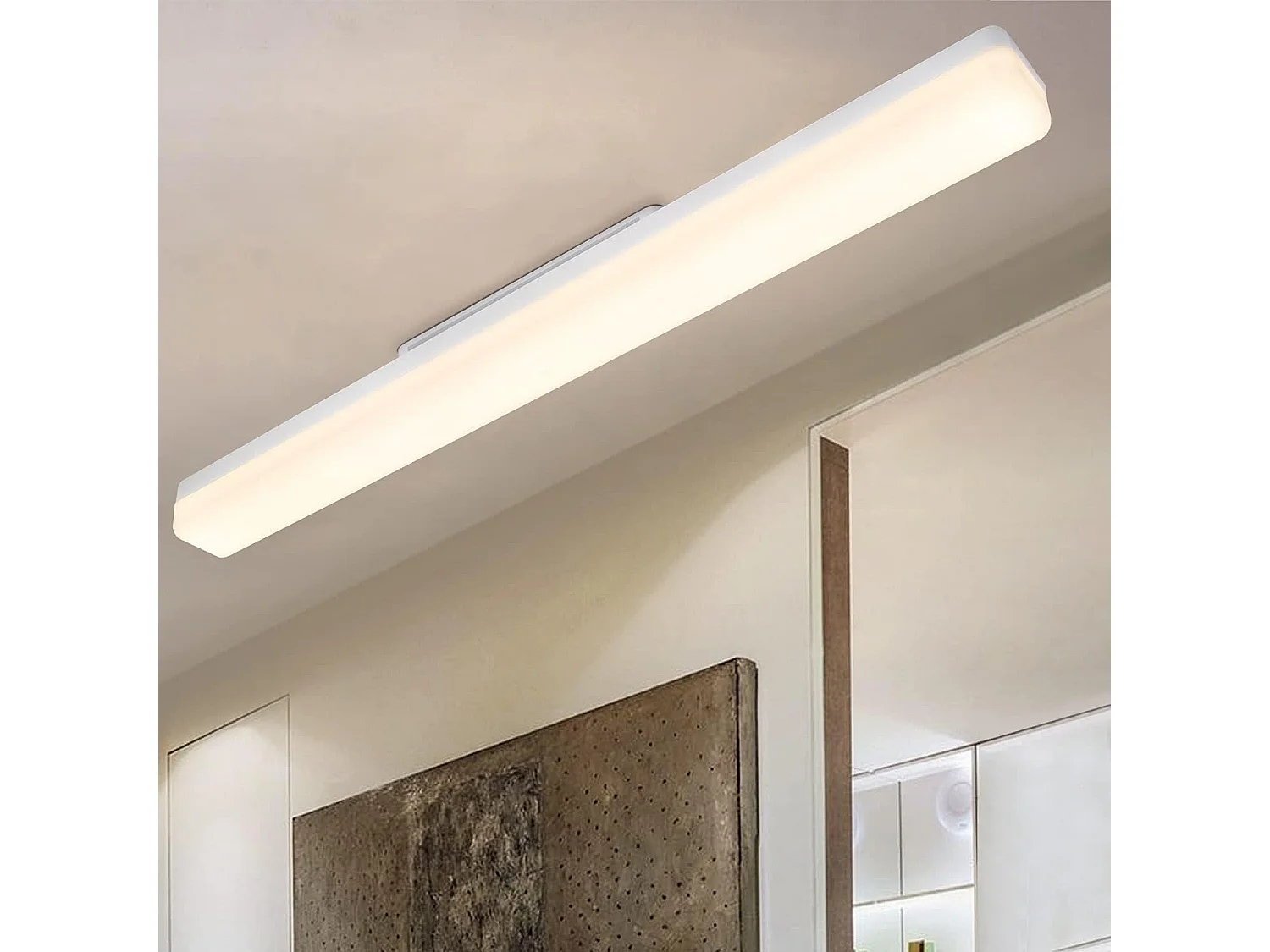 NETTLIFE Plafonnier LED Cuisine 24W Lumière du Jour Plafond 60cm de Long 4000K Blanc Neutre Lampe de Couloir Intérieur pour Garage Sous-Sol Bureau