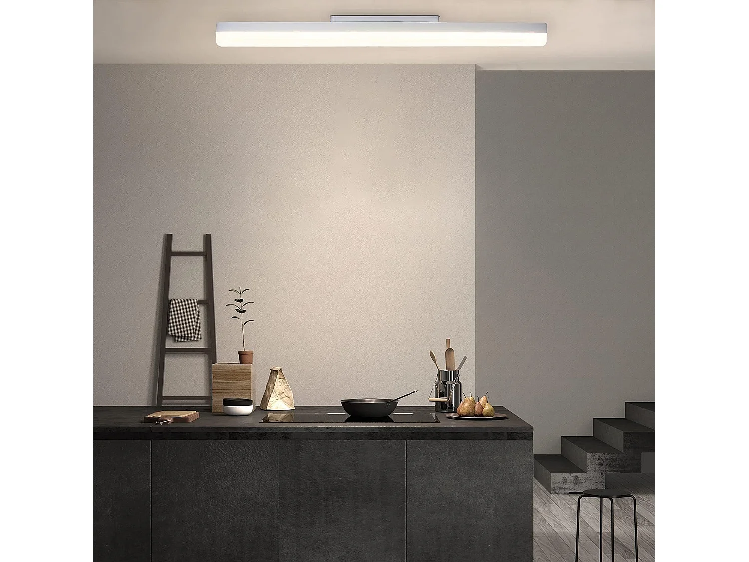 NETTLIFE Plafonnier LED Cuisine 24W Lumière du Jour Plafond 60cm de Long 4000K Blanc Neutre Lampe de Couloir Intérieur pour Garage Sous-Sol Bureau