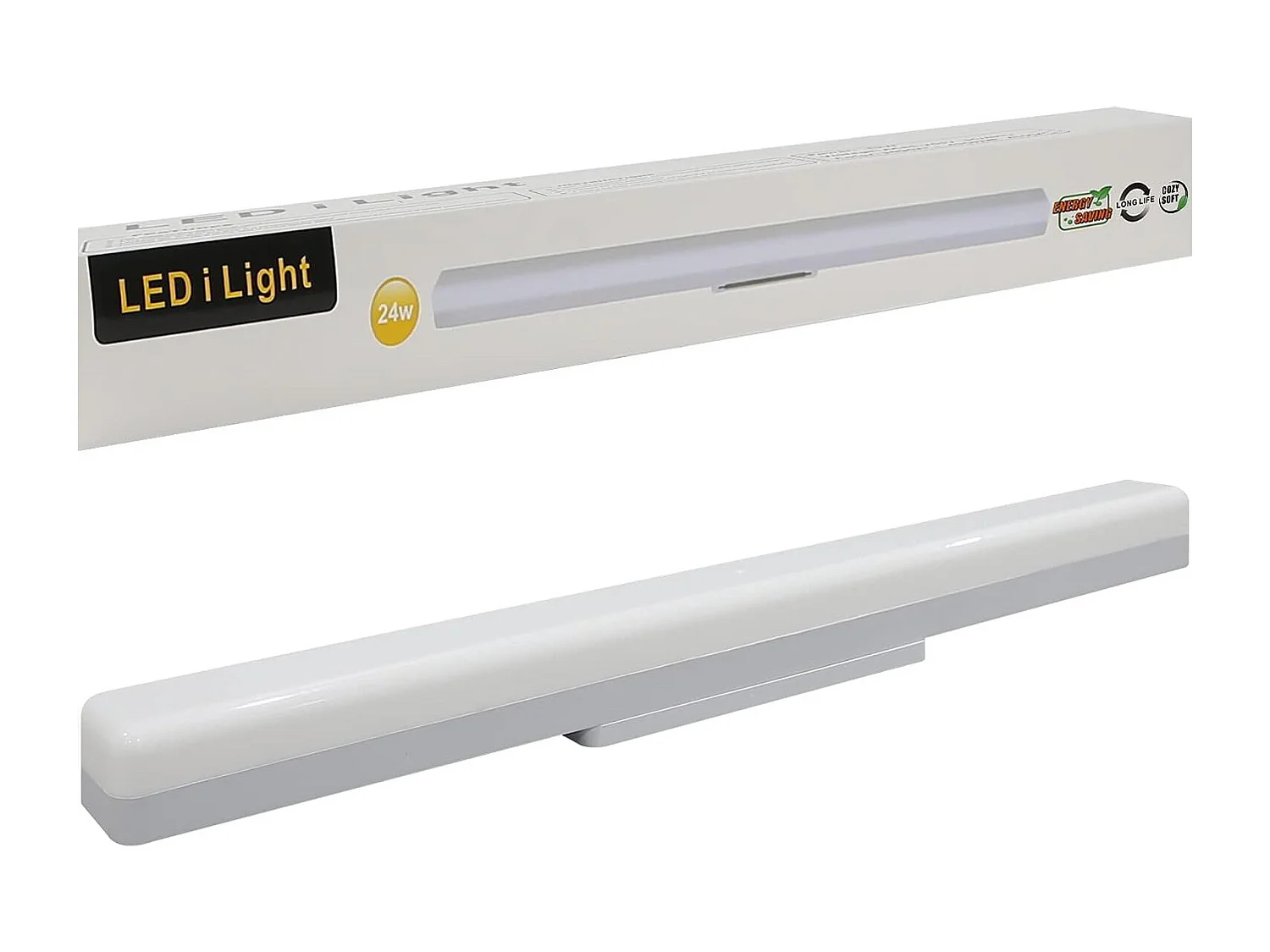 NETTLIFE Plafonnier LED Cuisine 24W Lumière du Jour Plafond 60cm de Long 4000K Blanc Neutre Lampe de Couloir Intérieur pour Garage Sous-Sol Bureau