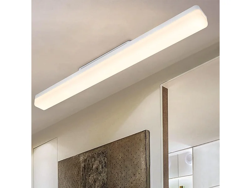 NETTLIFE Plafonnier LED Cuisine 24W Lumière du Jour Plafond 60cm de Long 4000K Blanc Neutre Lampe de Couloir Intérieur pour Garage Sous-Sol Bureau