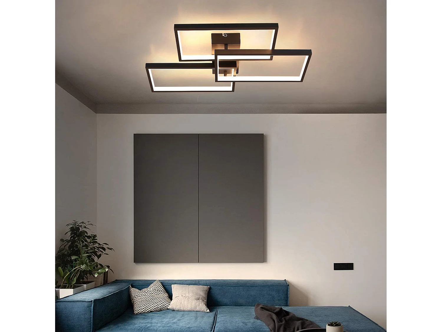 NETTLIFE LED Plafondlamp zwart dimbaar 3000-6000K met afstandsbediening 63W modern woonkamer lamp Metaal voor slaapkamer | eetkamer | studie | hal | kantoor