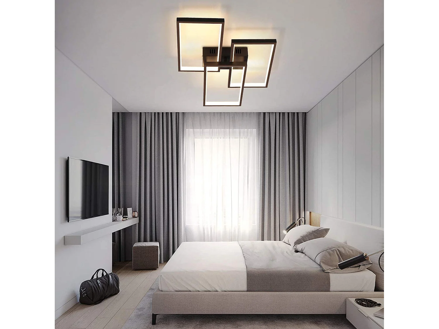 NETTLIFE LED Plafondlamp zwart dimbaar 3000-6000K met afstandsbediening 63W modern woonkamer lamp Metaal voor slaapkamer | eetkamer | studie | hal | kantoor