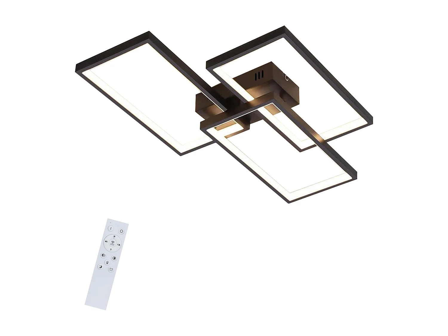 NETTLIFE Plafonnier LED 63W dimmable avec télécommande design moderne en métal noir pour chambre à coucher salle à manger salon bureau