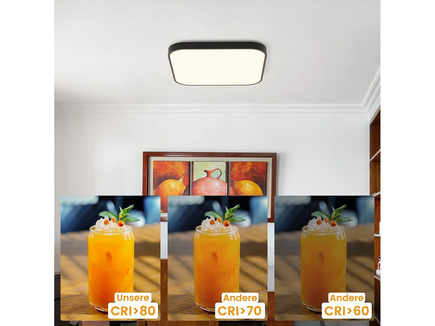 NETTLIFE Plafondlamp - LED - Ø 27 cm - Zwart plafonniére - 19W - neutraal wit licht - rechthoek