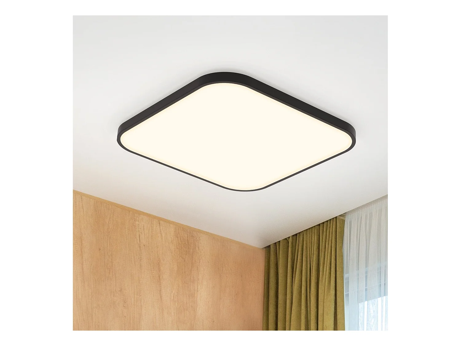 NETTLIFE plafonnier LED 4000K, 19W, 27cm chambre plat cuisine lampe noir carré salle de bain IP44 salle de bain lampe pour cuisine couloir