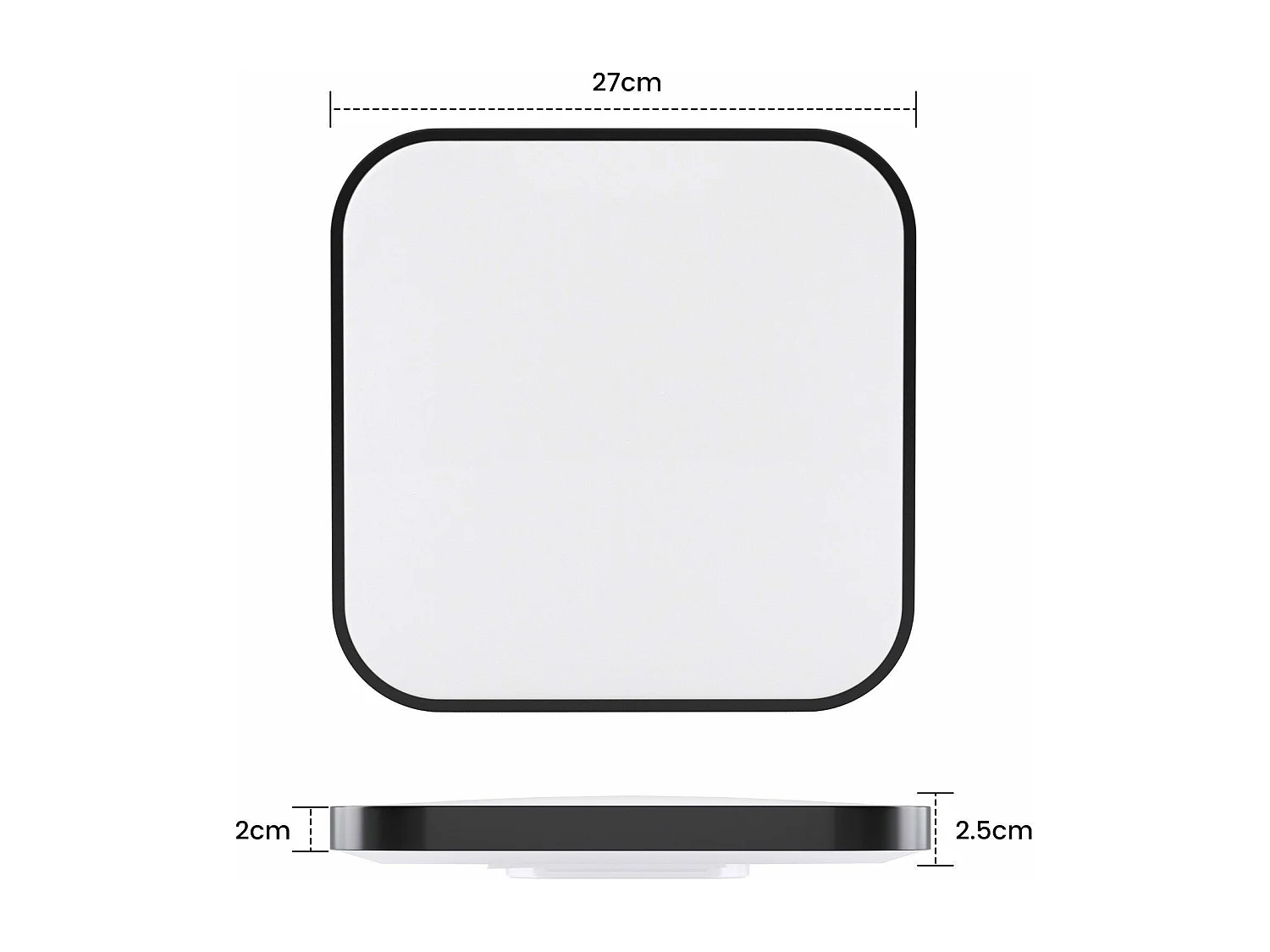 NETTLIFE plafonnier LED 4000K, 19W, 27cm chambre plat cuisine lampe noir carré salle de bain IP44 salle de bain lampe pour cuisine couloir