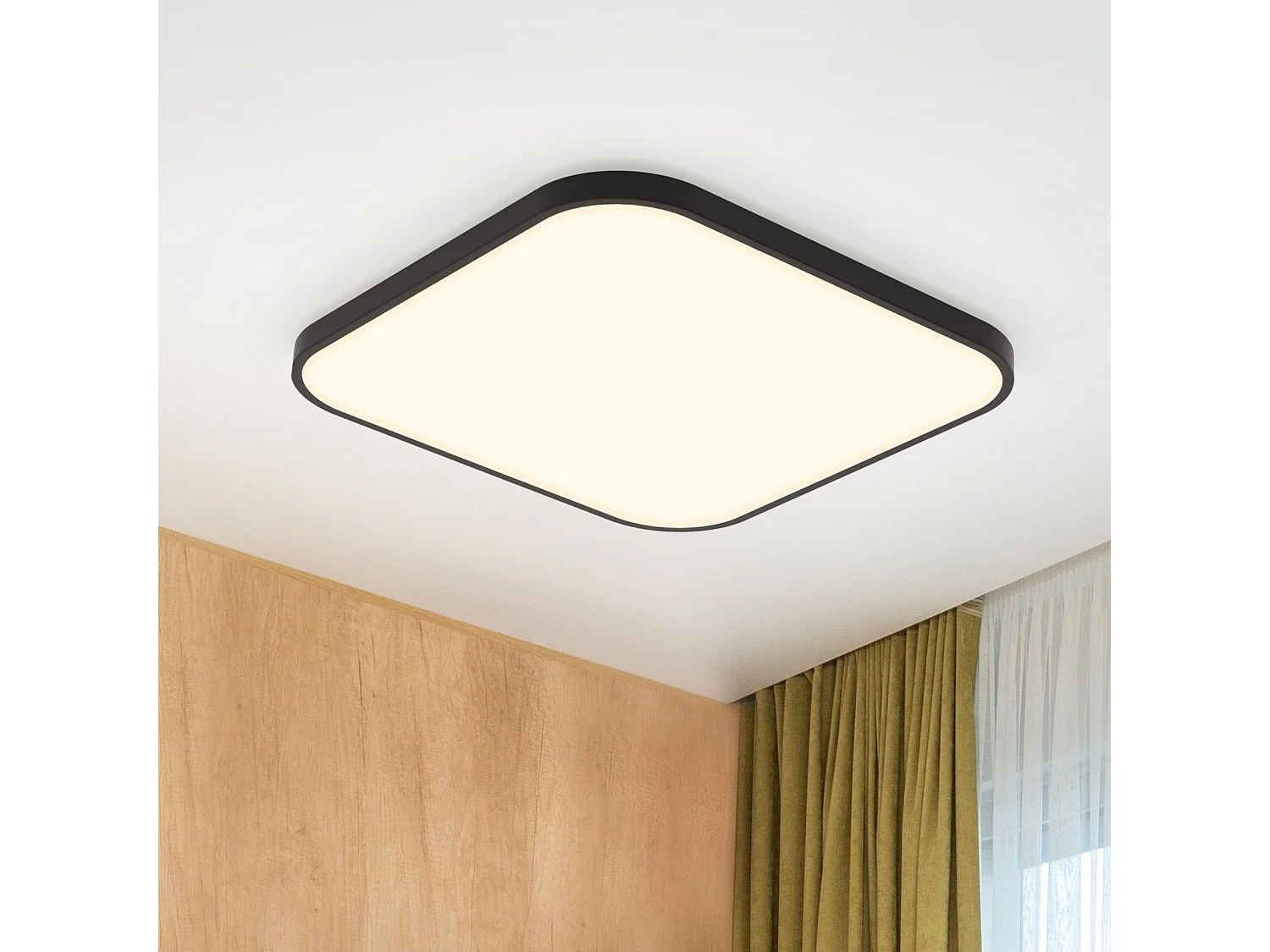 NETTLIFE LED Deckenleuchte 4000K, 19W, 27cm Schlafzimmer Flache Küchenlampe Schwarz Eckig Badezimmer IP44 Badlampe für Küche Flur