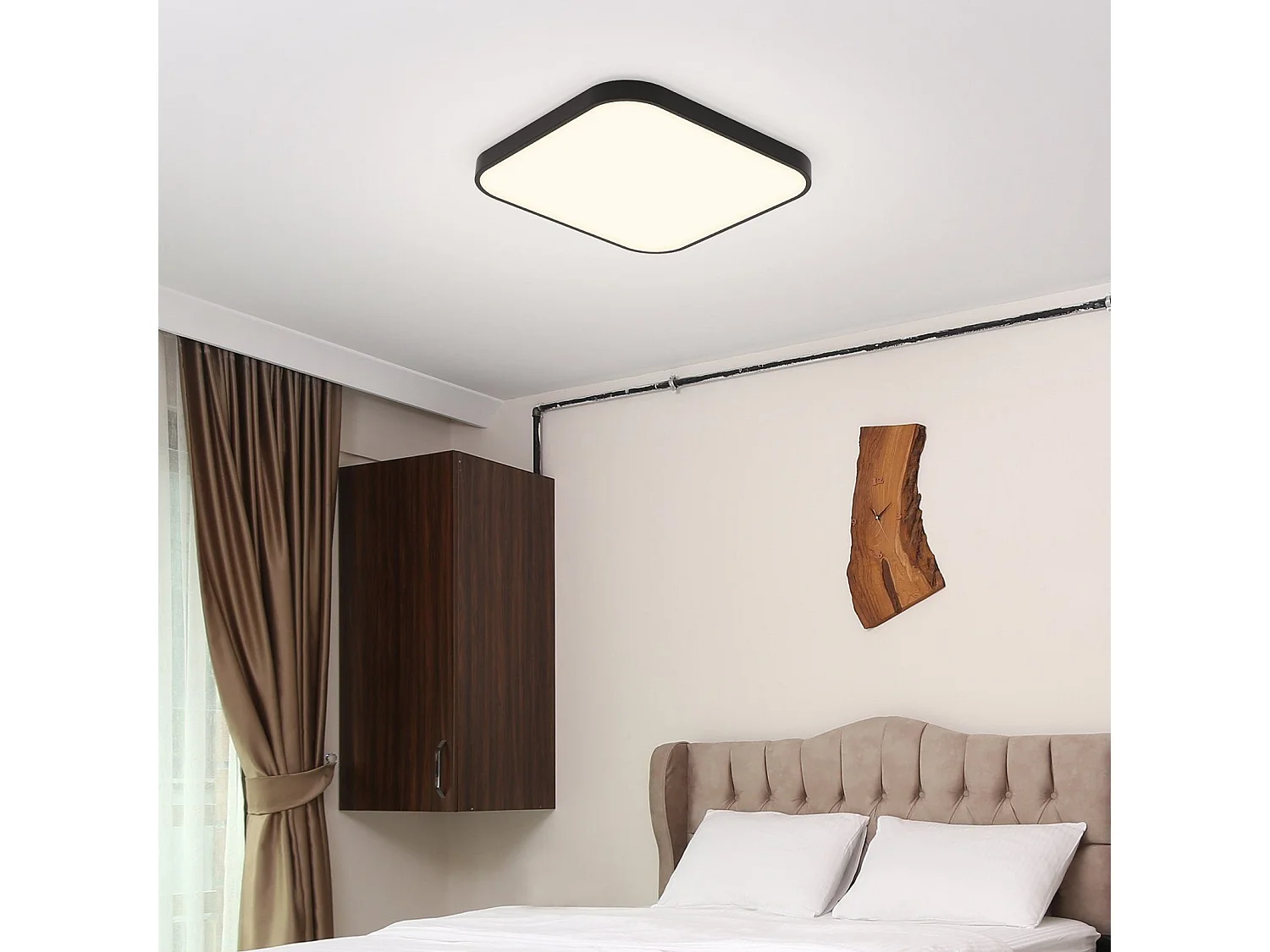 NETTLIFE LED Deckenleuchte 4000K, 19W, 27cm Schlafzimmer Flache Küchenlampe Schwarz Eckig Badezimmer IP44 Badlampe für Küche Flur