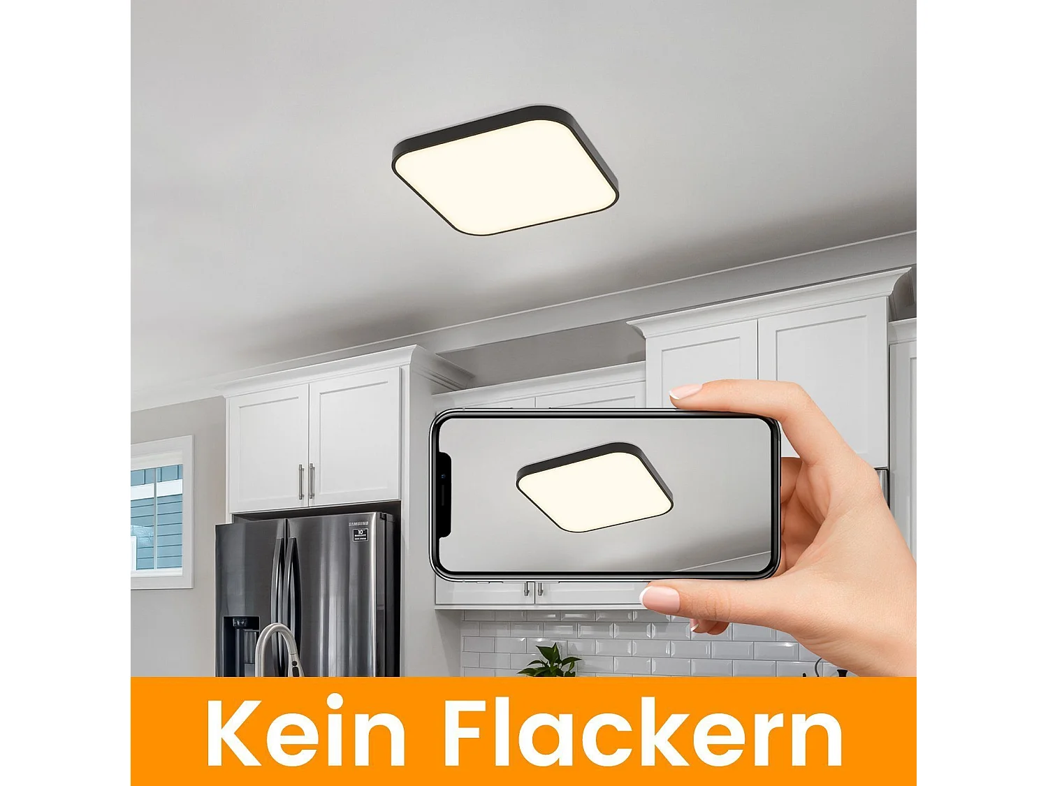 NETTLIFE plafonnier LED 4000K, 19W, 27cm chambre plat cuisine lampe noir carré salle de bain IP44 salle de bain lampe pour cuisine couloir