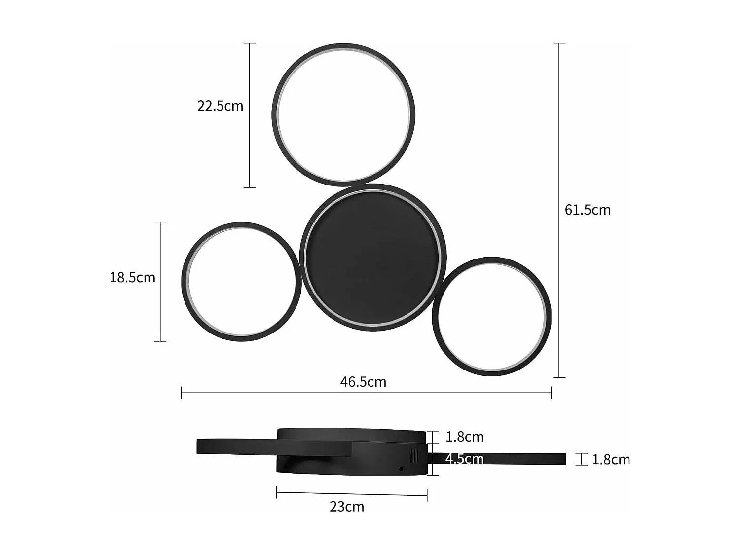 NETTLIFE Plafonnier LED Salon Noir Chaud 29 W Moderne avec 4 Anneaux Lampe Design Lampe de Chambre Décorative pour Chambre d'enfant Cuisine